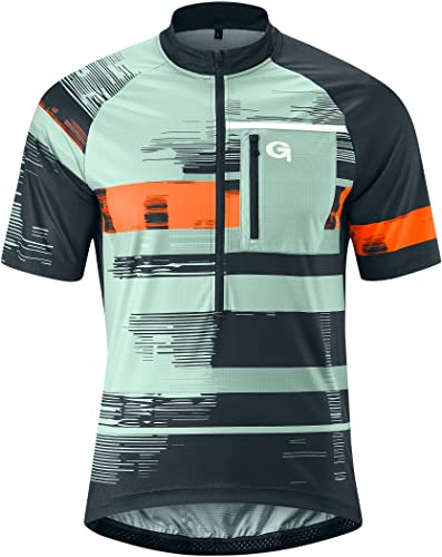 Gonso Avolo Kurzarm Fahrradshirt mit 1/2 Reißverschluss Herren grau/türkis