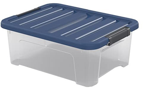 Sundis Wave Box, Aufbewahrungsbox mit deckel, 17L, mit clips, transparentem Kunststoff, stapelbar, ideal für die Aufbewahrung im Schlafzimmer, im Ankleidezimmer, im Büro oder in der Waschküche