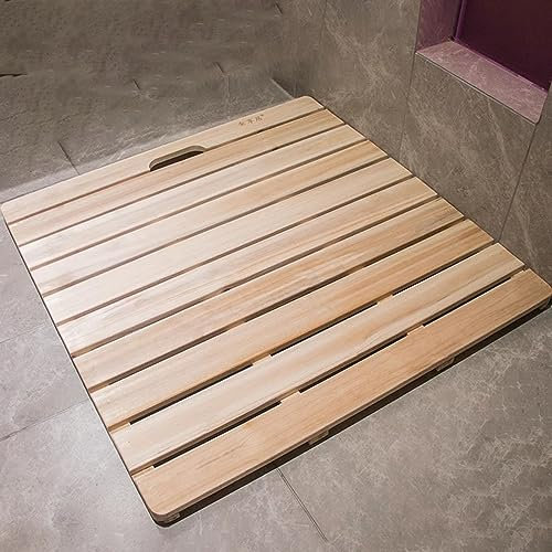 RENLXFI Holz-Badematte für das Badezimmer, große Duschmatte mit rutschfesten Gummipads für den Innen- und Außenbereich, wasserdichte Saunabodenmatte (Size : 27.6x35.4in/70x90cm)