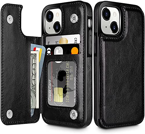 Coolden for iPhone 15 Case Wallet with Card Holder (3 Cards) Black | Shockproof Flip Folio PU Leather Magnetic Closure Heavy Duty Protective, Card Slot Wallet Cover for iPhone 15 Phone Case
