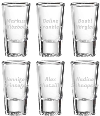 LUXENTU Stamper mit Gravur, Name horizontal, 30 ml, 60 Stück | Personalisierte Schnapsgläser mit Lasergravur, Geschenk zum Geburtstag oder Jubiläum, Spülmaschinenfest