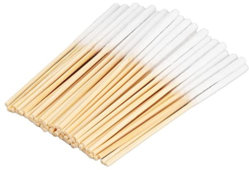 Ghzste Wattestäbchen Bambus, 60 Stück, Weiche Spitze, Holzgriffe, Vielseitig Einsetzbar, Dick, Sicher, Lange Applikatoren mit Baumwollspitze, 8 Cm