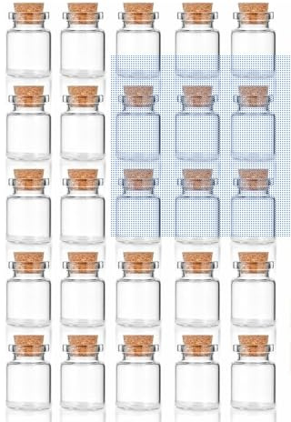 25 Stück Mini Glasflaschen mit Korkverschluss - kleine luftdichte Flaschen - Weihnachtsdeko