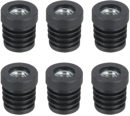 QUARKZMAN 19mm Inserti per Tubi Tondi Neri Con Filettatura M8, 6Pz | Tappi Sedie per Tubi Rotondi, Tappo Rotondo, Plastica Nera, con Inserto per Rotelle, Tappi Sedie Gambe Mobili