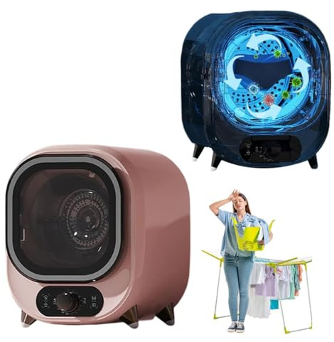 X&Z-XAOY Sèche-Linge Compact Mini-sécheurs À Tambour Ventilés Autoportants Tonneau Intérieur Double Couche,Commandes À Bouton (Color : Pink)