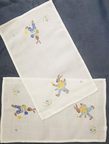 Deckchen Platzdecke 30x45 Bestickt Osterhase 2er Packung