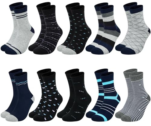 Chalier Cozy 10 Pares de Calcetines de Algodón para Mujer - Diseños a Rayas, Puntos, Amor y Flores - Regalos para Mujeres - Talla Única (Color mixto 6)