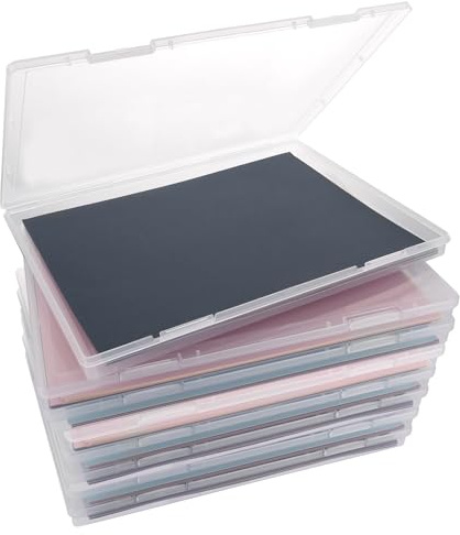 FWEEK 8-pack bärbar arkivlåda, transparent A4-plast, stapelbar multifunktionell låda för dokument, brev, klippböcker, 30,5 x 22,3 x 2,2 cm