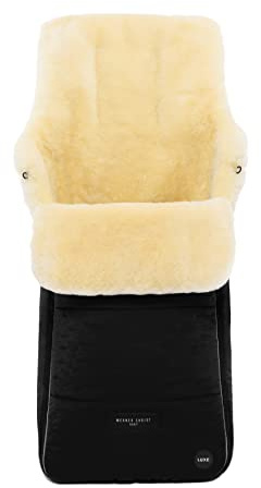 WERNER CHRIST Sacco nanna in pelle di agnello Arosa Luxe - Passeggino in pelliccia sintetica, per bambini da 6 a 36 mesi, in pelliccia medica, colore: nero