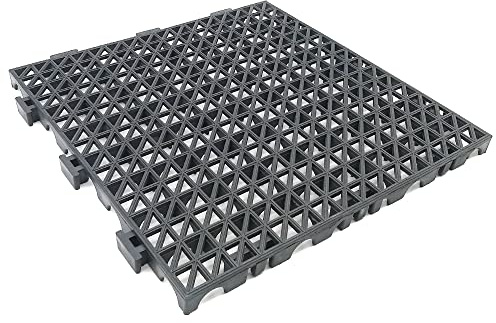 9 Losetas PVC Reforzadas Negro ≈1m² Antihumedad Garajes y almacenes | Paso de coches y maquinaria. Evita resbalones. Drenaje eficaz. Ideal trasteros, sótanos, bodegas, despensas y zonas húmedas.