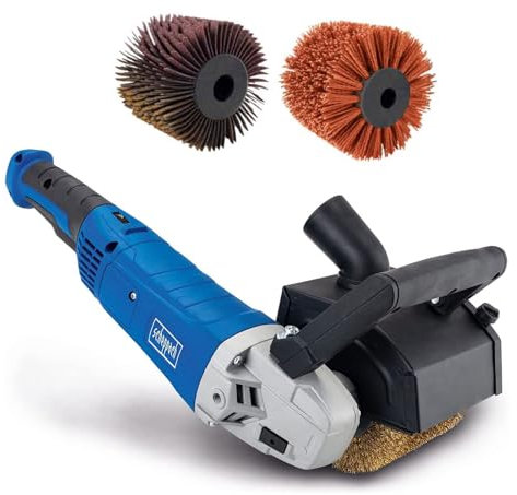 Scheppach Satiniermaschine MRS1300 mit Softstart & 1300W Leistung | inkl. Messing,- Schleifstreifen- & Nylonbürste | 100mm Bürstenbreite mit Ø120mm | variable Drehzahl | mit Anschluss für Absauganlage