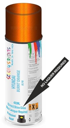 SCOOBYS PAINTS BACK IN THE MIX Direct Gloss Aerosol Spray Paint For Hyundai Burnt Orange Code: R7R No Lacquer Required