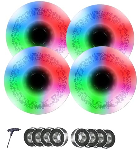 ANWEALTH 4er Pack Leuchtende 72 mm 76 mm 80 mm Inline Skate Rollen Rollschuh Skating Räder mm Ersatzräder für Inlineskates für Indoor Outdoor mit ABEC 9 Lager 90A Rollhockey Räder 4 Stück