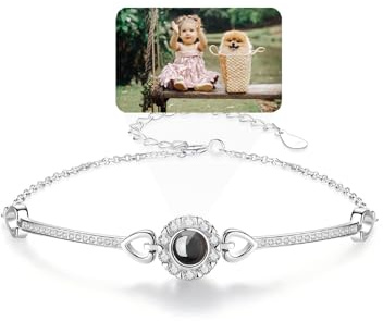 AVINVAN 925 Sterling Silber Personalisiertes Armband für Frauen - Foto Armband mit Benutzerdefinierte Gravur - Beste Freundin Geschenk Erinnerung Armband, One Size, Sterling-Silber, Zirkonia