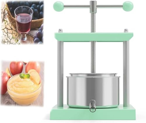 CASEGO Pressa Manuale per Vino per Frutta, pressa Manuale per Vino in Acciaio Inossidabile da 0,53 galloni/2 Litri, con Impugnatura a T, pressa per Produzione di Olio d'oliva Verdure (Green)
