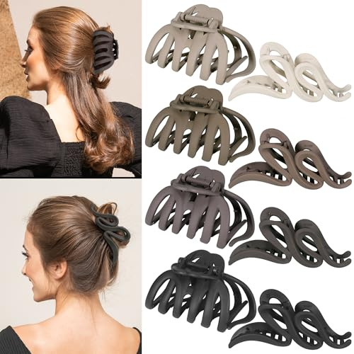Huiguli 8 Stück Haarklammer Groß, 13cm Haarspangen mit Wellenform und Kürbisform für Dickes Haar, Rutschfest Haarstyling Zubehör für Frauen Damen Mädchen