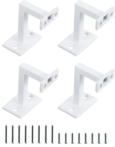 sourcing map Soportes de pasamanos, 4 soportes cuadrados para pasamanos, accesorios para colgar en la pared, para escaleras, color blanco