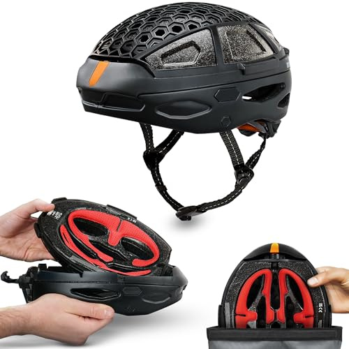 Newlane Casco de Bicicleta Plegable. Casco de Bicicleta Compacto, Certificado de Seguridad, Fabricado en Reino Unido para Adultos. Ideal para viajeros, Ciclistas y Ciclistas eléctricos. Diseño Unisex