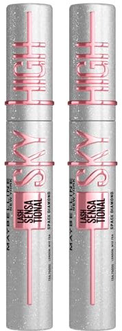 Maybelline New York Sky High Lash Sensational Mascara mit Glitzereffekt, flexible Bürste, klumpelos, verlängert und volumisierend - Space Diamond, 2 Mascaras