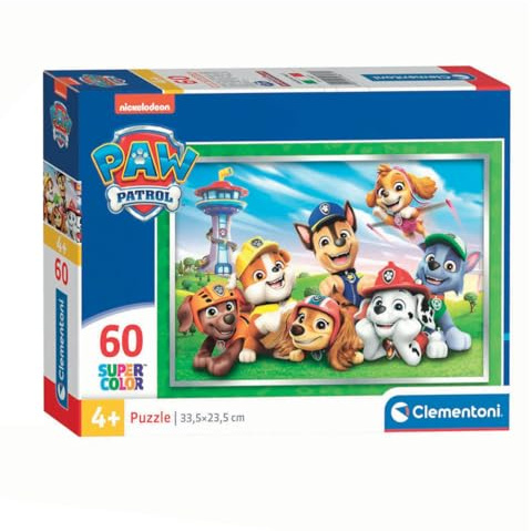 Clementoni - Puzzle per Bambini 60 Pezzi Supercolor, per Bambini 4+ Anni, Illustrazione con Personaggi dal Cartone Paw Patrol, Idea Regalo, Made in Italy, 33,5x23,5 cm, 26071