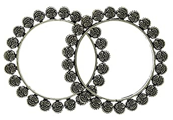 Craftopia Overseas Bracelets bohèmes à finition oxydée | Bijoux traditionnels en argent Kada | Banjara Bracelet bohème pour femme