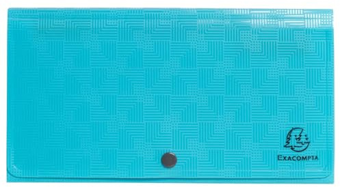 Exacompta - Ref. 55399E – 1 Ordnungsmappe Pop'N Co – Deckel und Innenseite aus PP – erweiterbare Rückseite – Verschluss mit Druckknopf – 7 Fächer – Maße: 26 x 14 cm – Farbe Cyan