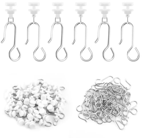 Gardinenhaken,Gardinengleiter,Gardinen Haken Zum Einhängen,Schiebegardinen Schiene,Gardinen Zubehör,Vorhang Haken Für Schienen,Badezimmer-Vorhanghaken,50+50 Stück,Für Fenstervorhang Duschvorhang