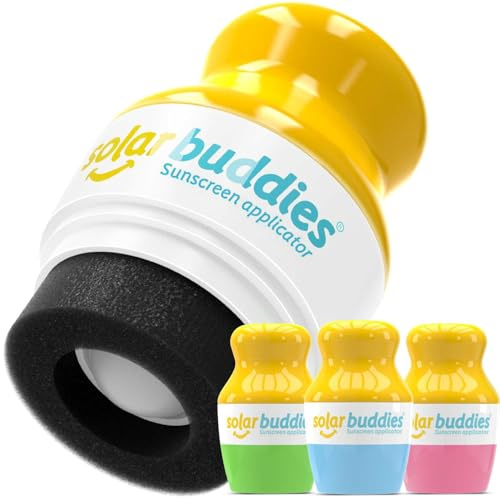 Solar Buddies Solkrämsapplikator – 3-pack – BPA-fri Påfyllningsbar Roll-On med Svamp för Solkräm & Lotion för Barn, Vuxna & Familj – Rymmer 100 ml – Perfekt för Resor (Triple Full Set GBP)