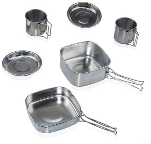 Set da cucina da campeggio, set di stoviglie da campeggio in acciaio inox, set di pentole per campeggio, escursionismo, picnic, in acciaio inossidabile, per gli appassionati di attività all'aperto