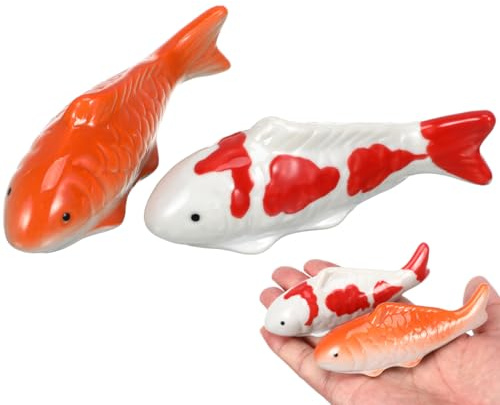 Kisangel Schwimmende Fische Keramik Deko 2 Stück Aquarium-Ornament Für Gartenteich Und Unterwasserlandschaft Lebensechte Fischdekoration