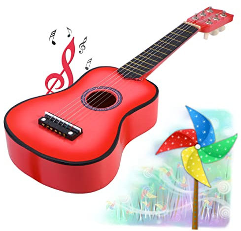GALPADA Holzgitarre Für Junge Mädchen Akustikgitarre Kleinkindmusikinstrument Pädagogisch Wertvoll Tragbare Gitarre Anfängergitarren Für Junge Mädchen Ab Jahren