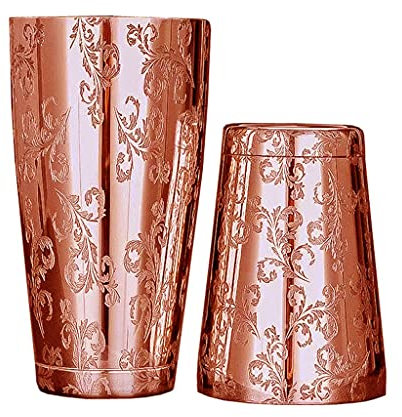 DYHWAC Coctelera Shaker Boston Barra De Acero Inoxidable Shaker Barra De Herramientas Taza De Estaño con Grabado Lavanda Grabada(Golden,Gold)