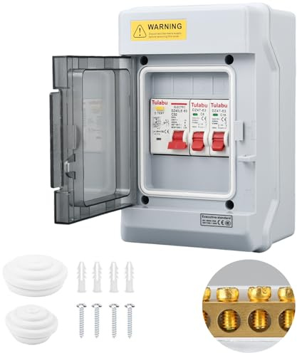 2 Way Consumer Unit, IP65 Protection Consumer Unit Circuit Breaker, Anti-Leakage Fuse Box, Shield Circuit Breaker for Outdoor Outbuildings Garage Shed Caravans Workshops