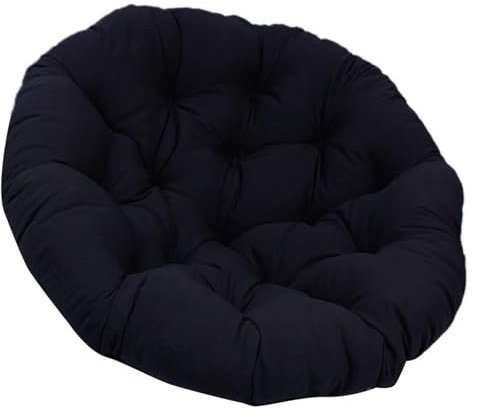 Weatherproof Rattan & Steel Bowl Chair - Rotary Outdoor Armchair for Garden Furniture Set Cushioned & Fluffy 80x80cm Stylish Noir Color