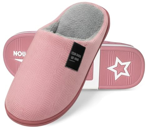Luxvara Zapatillas de Estar por Casa con Forro de Vellón Mujer Hombre Antideslizantes Zapatillas Invierno Cálidas Pantuflas de Invitados Interior y Exterior Slippers de Hotel Spa, Rosa, 38-39 EU