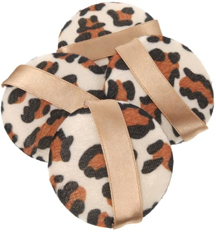 COLLBATH Borlas De Polvos Sueltos Para Maquillaje De Mujer 4 Unidades Tamaño Grande Estampado De Leopardo Para Aplicación De Maquillaje Polvo Suelto y Herramientas De