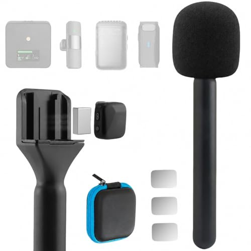 Mic Handle for DJI Mic MINI 1/2/3 RODE Wireless GO II/ME/Pro, Handheld Interview Stand for Wireless Lavalier Microphone, Vlogging Podcast Rig Adapter, Replacement Holder Mount for DJI/RODE