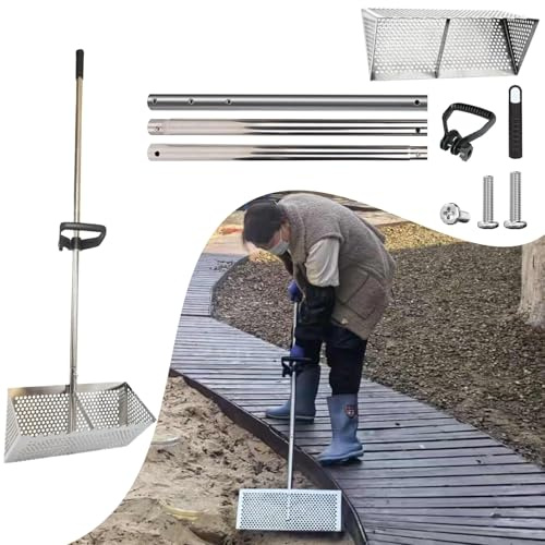 Rastrillo tamizador de Arena, Juego Profesional de rastrillo para pulgas de Arena - Tamizador de Playa con Mango Ajustable y buscador de Tesoros, Ideal para atrapar carnada de Pesca y cangre