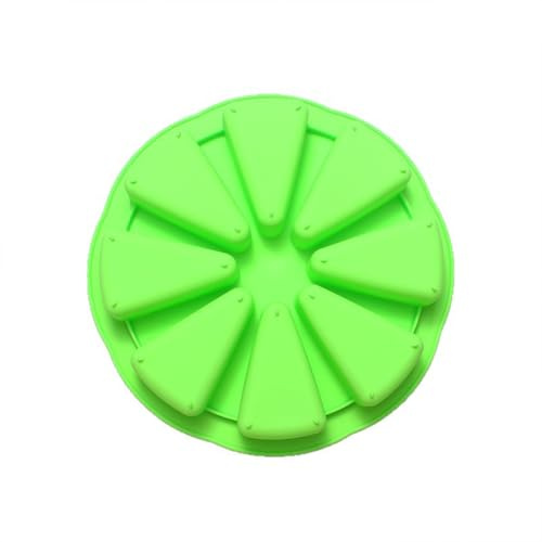 Silicone Baking Moulds, 8 Cavities Silicone Cake Moulds for Baking, Non Stick Pizza Slice Cake Silicone Mould Triangle Cake Mold Heat Resistant Baking Tool for Brownies Muffins Scone Pizza (Green)