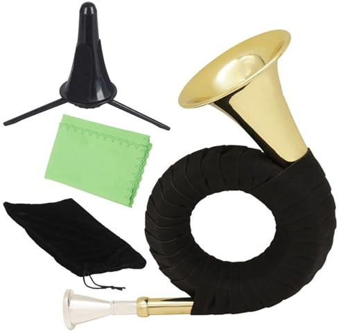 Professionelles Waldhorn Blechblasinstrumente B-Dur-Jagdhorn Goldfarben Mini Mit Ständer Schwarz