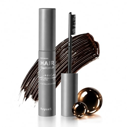Braune Haarmascara, 4 ml Haar Mascara, Haarfarbe - mit Bürste als Hair Stick Ansatzfarbe, Schweißfest und Wasserfest, Präzise Haaransatz Kaschieren & Graue Haare Abdecken, Ansatzpuder für Haaransatz