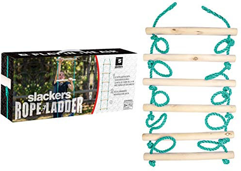 Slackers USA Strickleiter, zusätzliches Tool für die Slackers Ninja Line, Schaukel, Klettergerüst, Baumklettern, über 2,5 Meter lang, 6 hochwertige Holzsprossen 38cm breit, 980021