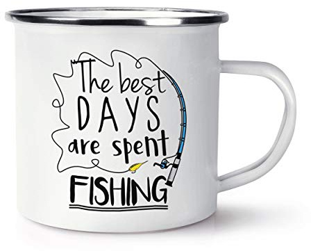 The Best Days are Spent Fishing Retro Enamel Mug Cup