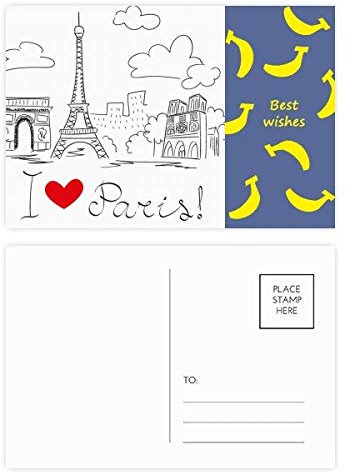 I Love Paris France Postkarten-Set, Motiv: Eiffelturm, 20 Stück