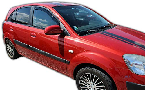 J&J AUTOMOTIVE Windabweiser passend für Kia Rio 2 4/5-Türer 2005-2010 2tlg, Heko Regenabweiser Vorne Getönt Dunkel Passform