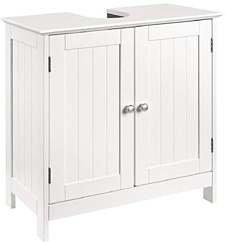 BAKAJI Mobile Sotto Lavabo Bagno 2 ripiani con Doppia Anta Chiusura Magnetica in Legno MDF Dimensione 60 x 30 x 60 cm Colore Bianco