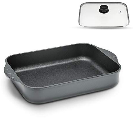 Hoffmann Hoffmann Aluguss Bratreine Auflaufform Induktion I Bräter Rechteckig 32x 24,5 x 6 cm Innenmaß I Auflaufblech Lasagneform Backofenform I Backform Induktionsgeeignet