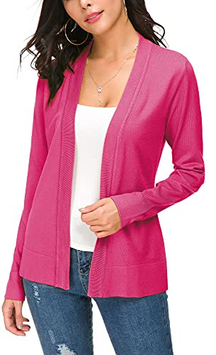 EXCHIC Femmes Manches Léger Manches Longues Devant Ouvert Tricoté Cardigan Gilets