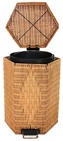 WXJLYZRCXK Poubelle À Pédale, Poubelle En Bambou Rotin Poubelle À Pédale Idées de Mode Poubelle de Salle de N Couverte,12L,12L