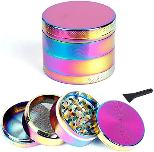 Herb Grinder, 4 Parts 50mm, Zinc Alloy Grinders, Kitchen Grinder, Spice Crusher, Chamber and Pollen Catcher, Premium Grinders, Magnetic Top (4 Part 50mm Multi)